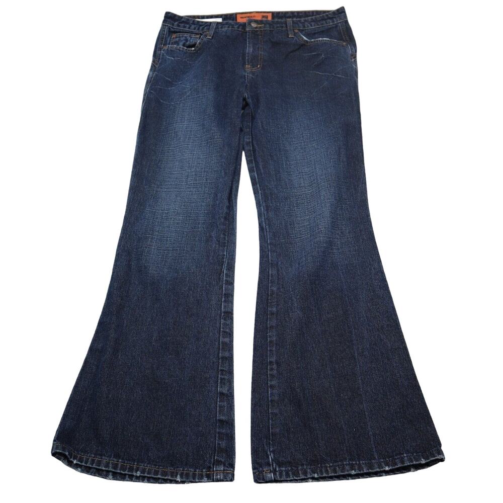 Mossimo Pants Womens 15 Blue Flared Mid Rise Pocket Cotton Dark Wash Denim Jeans